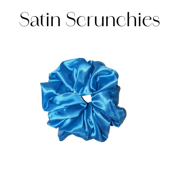 Amiga Mia large blue satin scrunchie hand crafted - Picture 6 of 6